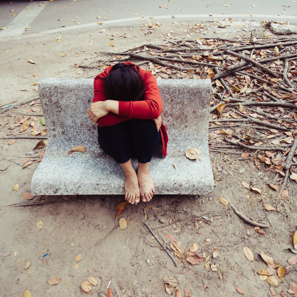 Unhappy lonely depressed woman contemplating suicide, Concept of unemployed, sadness, depression,low self-esteem broken heart and Major depressive disorder