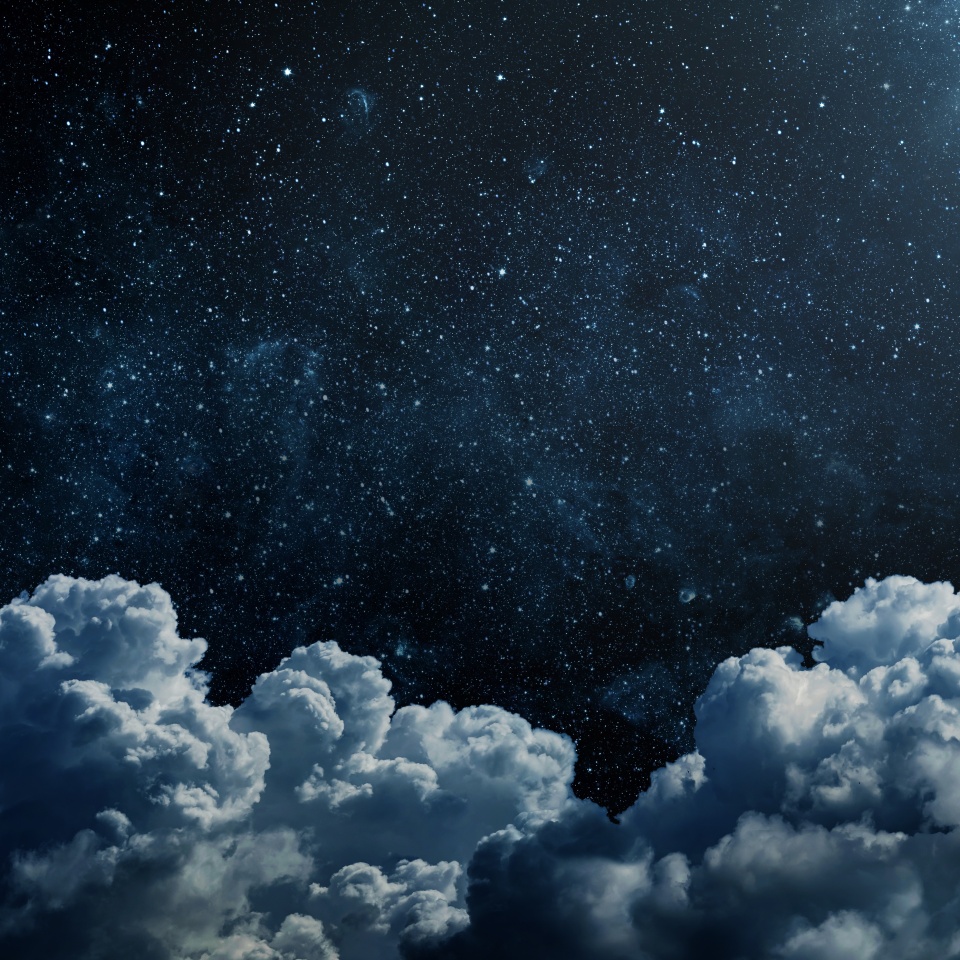 Starry night sky with clouds.. Panorama. Universe filled with stars, nebula and galaxy,. Elements of this image furnished by NASA
