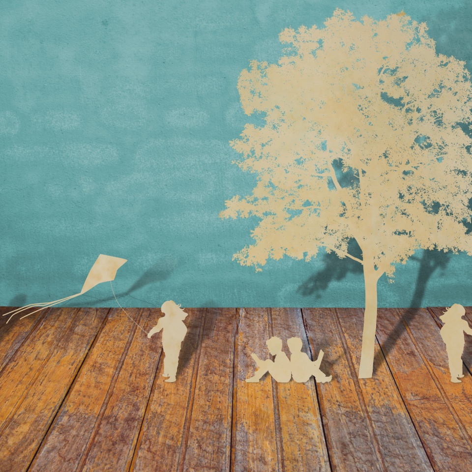 Paper cut of children play